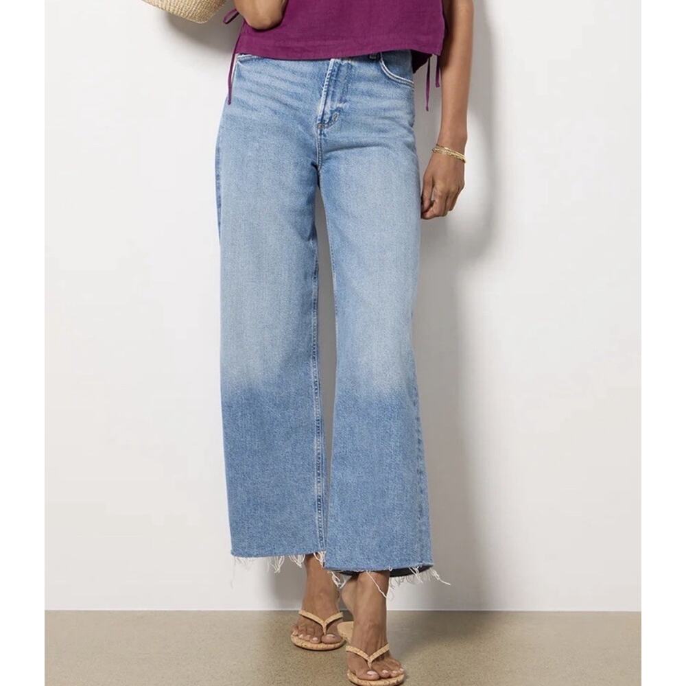AGOLDE REN High-Rise Wide-Leg Jeans Forum Medium Wash Raw Hem Size 25
